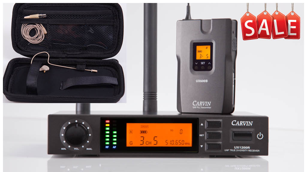 carvin wireless headset microphone system ux1200b with performer1 mic