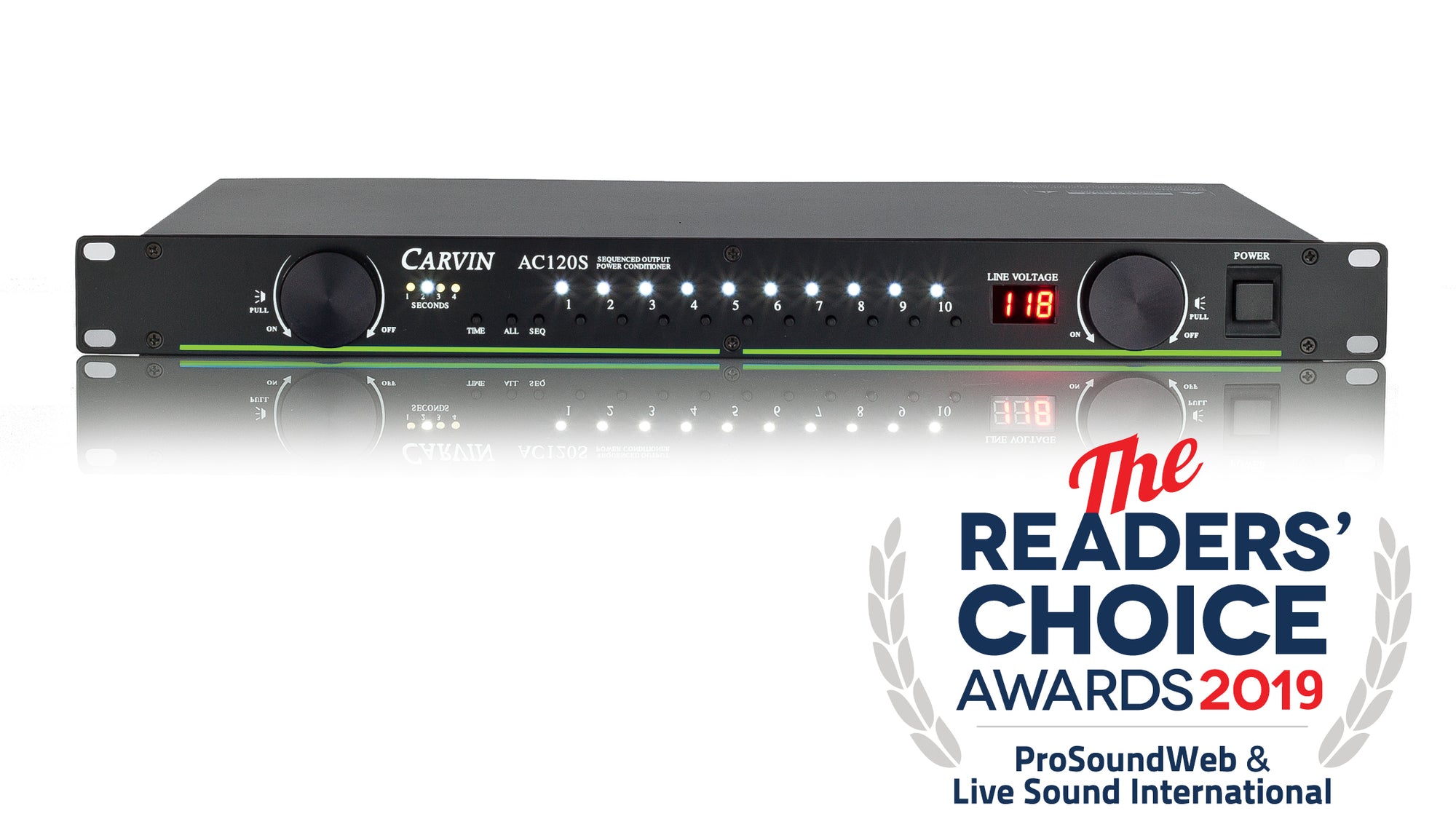carvin ac120s power conditioner wins the 2019 reader's choice award from prosoundweb and live sound international
