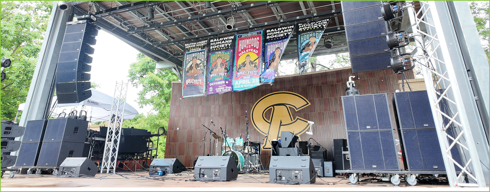 TRx5000 Line Array system flown at Halsted Ampetheater in Fairhope Alabama