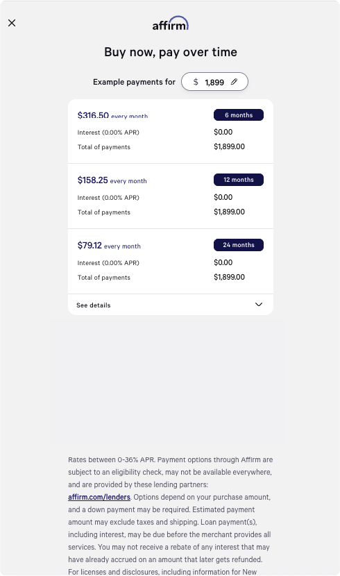 Affirm checkout flow step 4