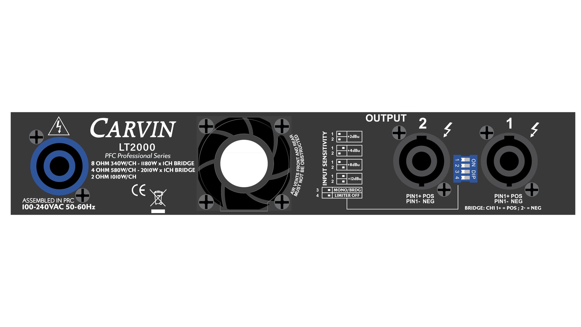 Carvin PFC Power Amplifier LT2000 2010W 2 Channel 