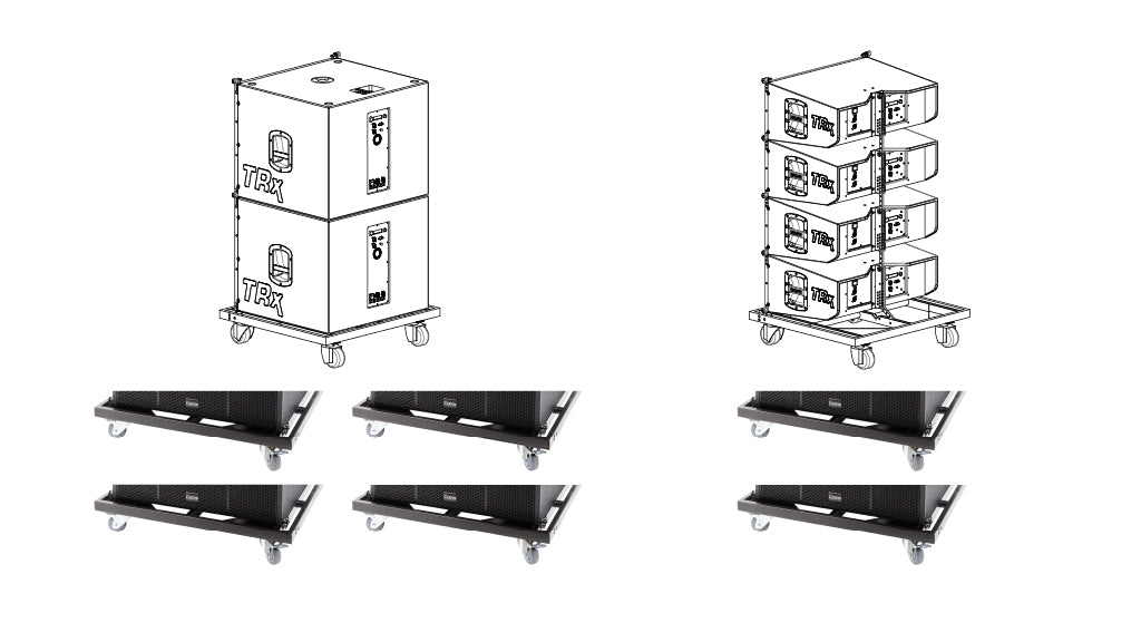 transport dolly's for active line array system for outdoor music festivals. IP45 rated