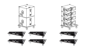 transport dolly's for active line array system for outdoor music festivals. IP45 rated