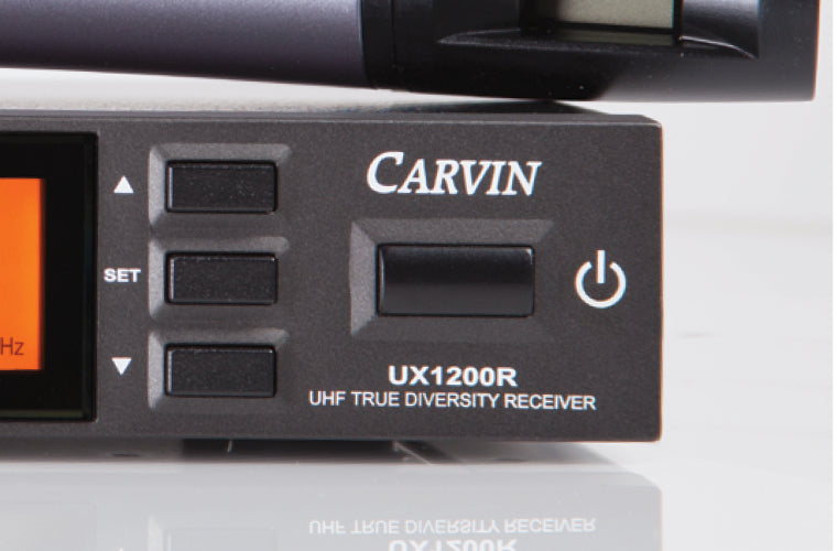 carvin ux1200mc hand held wireless microphone display navigation