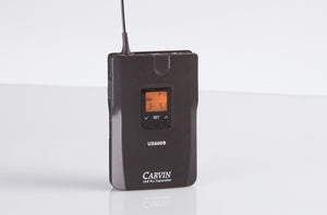 carvin ux1200b wireless belt pack view with FCC approved frequency band 500MHz