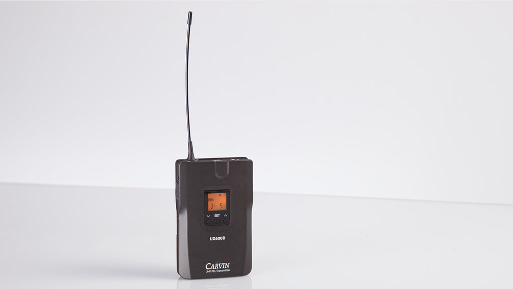 Carvin UX600B wireless body pack transmitter front view